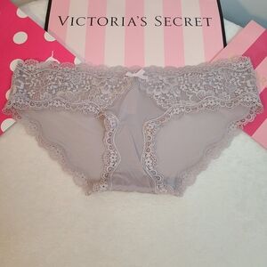 Y2K VS Dream Angels Silky Satin Nylon Lace Hipkini Panty Size XS Dove Gray